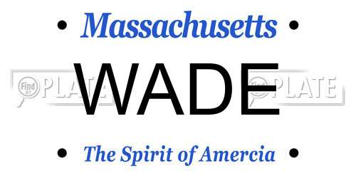 WADE Massachusetts License Plate