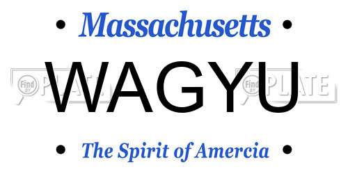 WAGYU Massachusetts License Plate