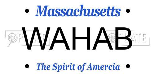 WAHAB Massachusetts License Plate