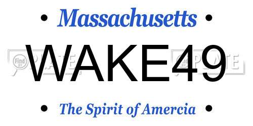 WAKE49 Massachusetts License Plate