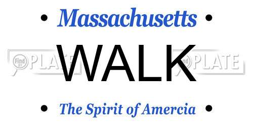 WALK Massachusetts License Plate