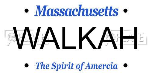 WALKAH Massachusetts License Plate