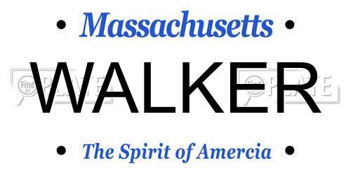 WALKER Massachusetts License Plate