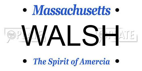 WALSH Massachusetts License Plate