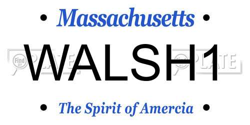 WALSH1 Massachusetts License Plate