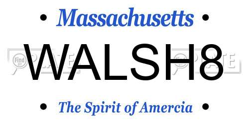 WALSH8 Massachusetts License Plate