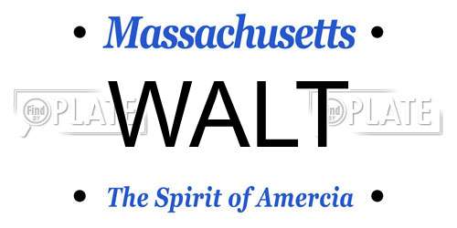 WALT Massachusetts License Plate
