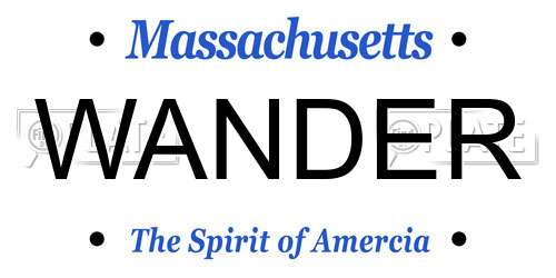 WANDER Massachusetts License Plate
