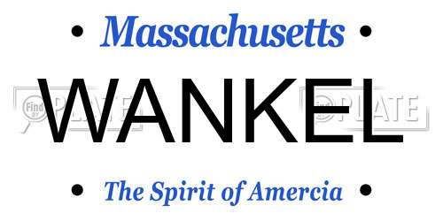 WANKEL Massachusetts License Plate