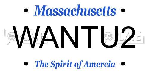 WANTU2 Massachusetts License Plate