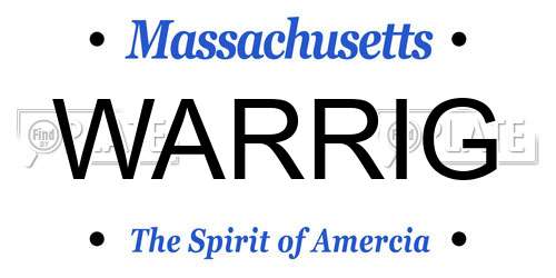 WARRIG Massachusetts License Plate
