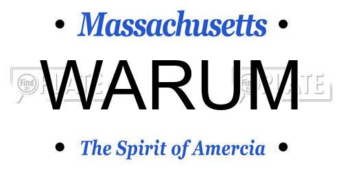 WARUM Massachusetts License Plate