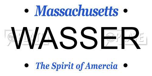 WASSER Massachusetts License Plate