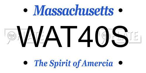 WAT40S Massachusetts License Plate