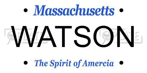 WATSON Massachusetts License Plate