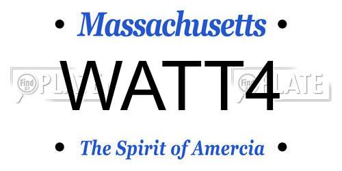 WATT4 Massachusetts License Plate