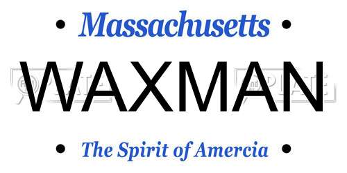 WAXMAN Massachusetts License Plate