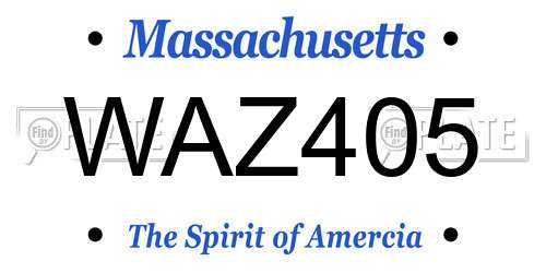 WAZ405 Massachusetts License Plate