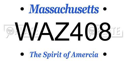 WAZ408 Massachusetts License Plate