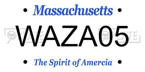 WAZA05 Massachusetts License Plate