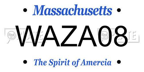 WAZA08 Massachusetts License Plate
