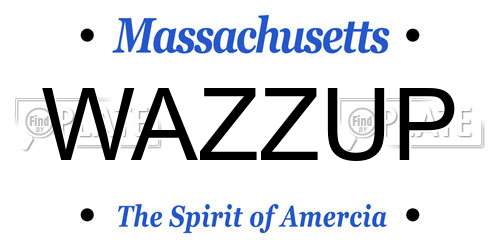 WAZZUP Massachusetts License Plate