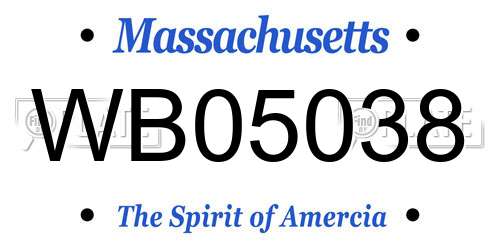 WB05038 Massachusetts License Plate