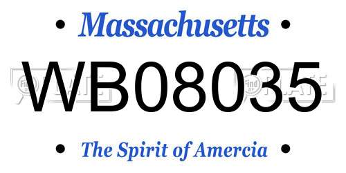 WB08035 Massachusetts License Plate