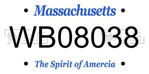 WB08038 Massachusetts License Plate