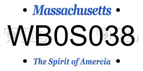 WB0S038 Massachusetts License Plate