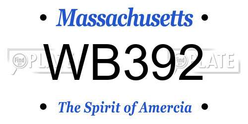 WB392 Massachusetts License Plate
