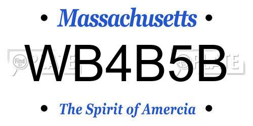 WB4B5B Massachusetts License Plate