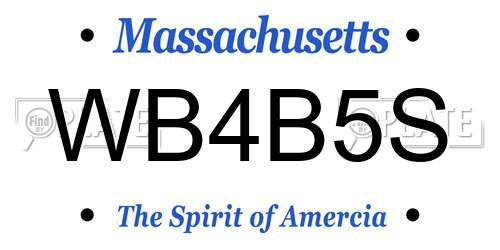 WB4B5S Massachusetts License Plate