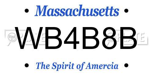 WB4B8B Massachusetts License Plate