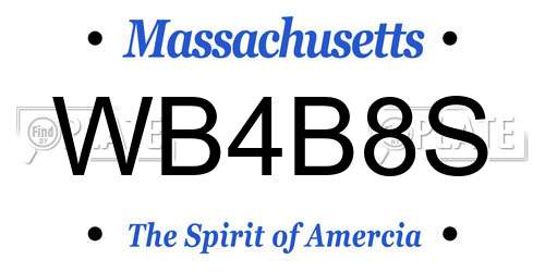 WB4B8S Massachusetts License Plate