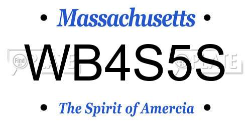 WB4S5S Massachusetts License Plate