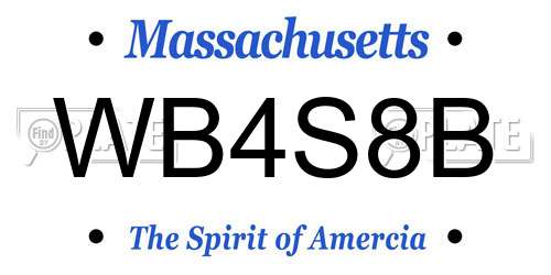WB4S8B Massachusetts License Plate