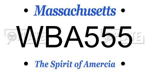 WBA555 Massachusetts License Plate