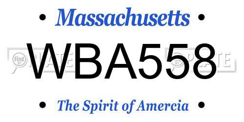 WBA558 Massachusetts License Plate