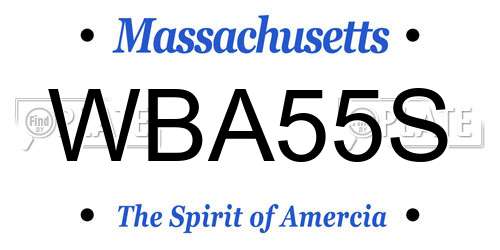 WBA55S Massachusetts License Plate