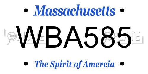 WBA585 Massachusetts License Plate