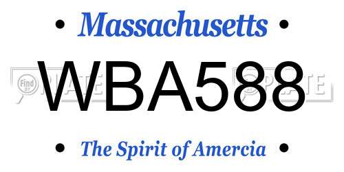 WBA588 Massachusetts License Plate