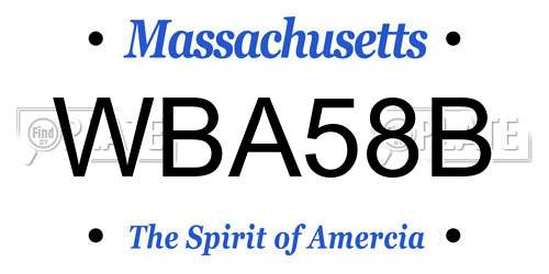 WBA58B Massachusetts License Plate