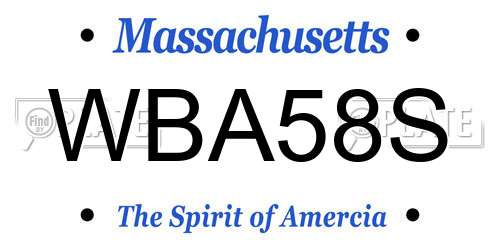 WBA58S Massachusetts License Plate