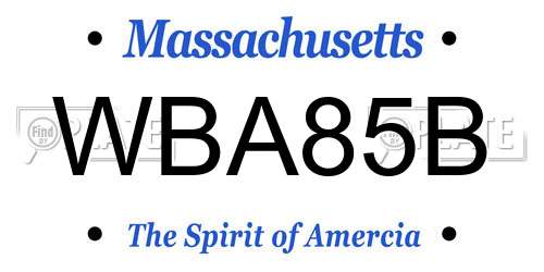 WBA85B Massachusetts License Plate