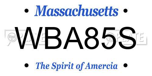 WBA85S Massachusetts License Plate