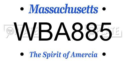 WBA885 Massachusetts License Plate