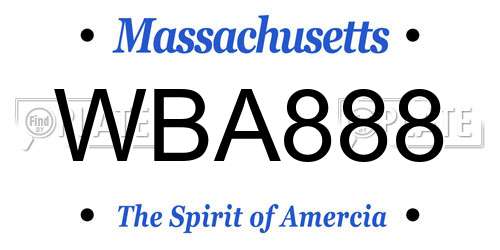 WBA888 Massachusetts License Plate