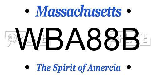 WBA88B Massachusetts License Plate
