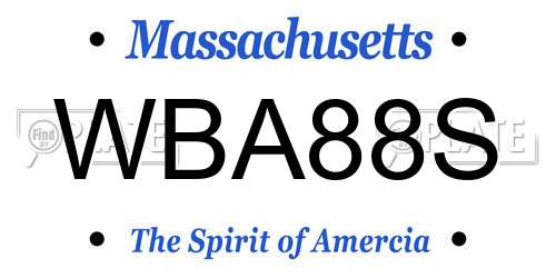 WBA88S Massachusetts License Plate